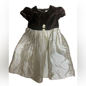 Holiday Dressy Elegant Brown Velvet and Cream Kids Formal Dress 5T